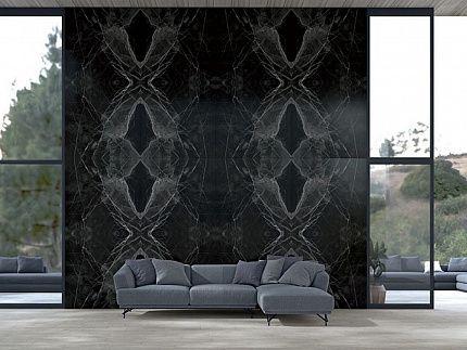 Керамогранит Kutahya Black Calacatta Book Match Kristal Rectified Parlak Nano  1200x2400